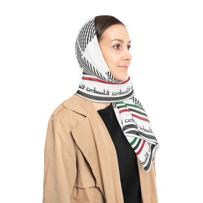 Keffiyeh World- Ploy/Chiffon Scarf W/ Blk Kngdom Logo