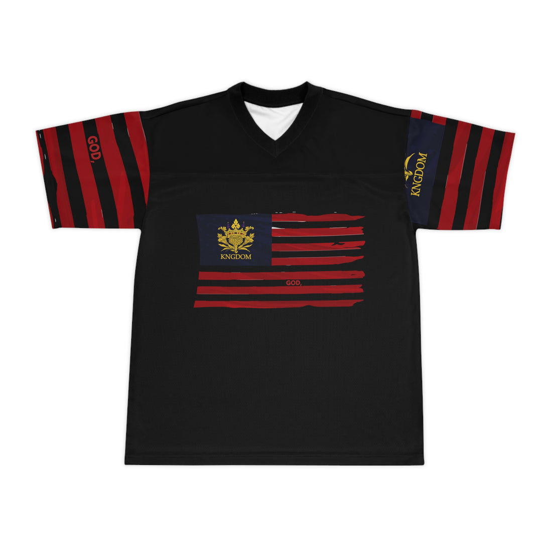 &quot;WE ARE AMERICA&quot;-Patriotic &quot;GOD&quot;- Unisex Football Jersey/Backside Kngdom Logo