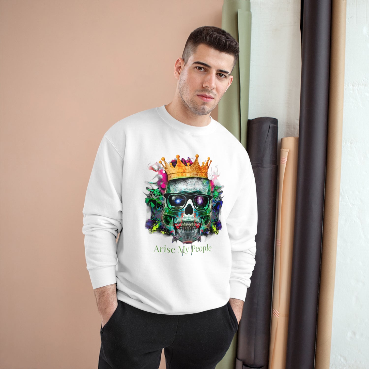 EZEKIEL 37 &quot;Arise My People&quot; Crown Skull - Unisex Champion Sweatshirt W/ Back Side Kngdom Logo