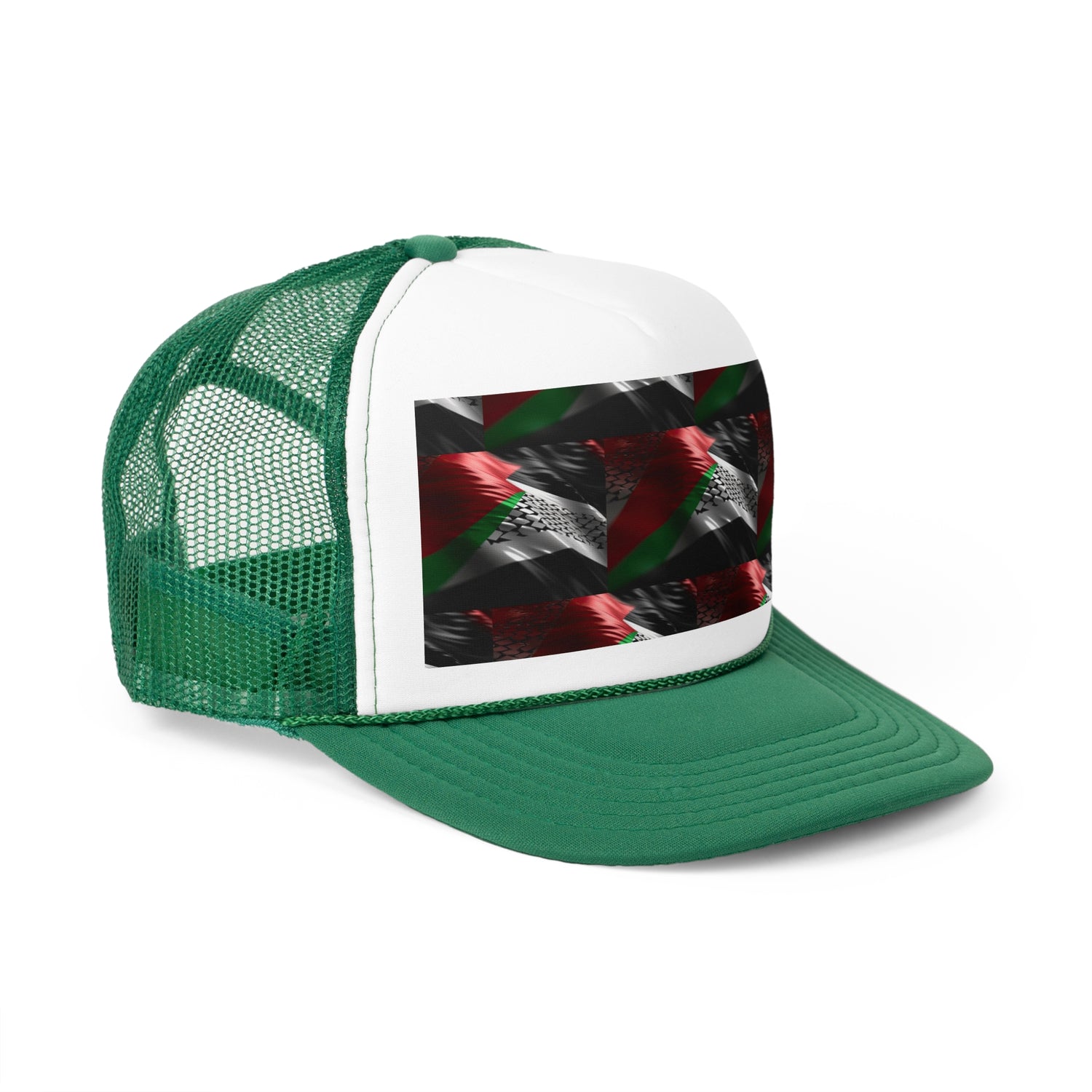 Keffiyeh World &quot;Palestine Flag&quot;- Unisex Trucker Caps W/ Blk Kngdom Logo