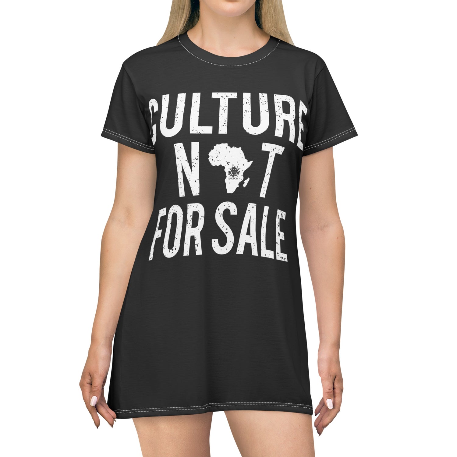 Kngdom &quot;DRIP&quot;- Culture Not For Sale T-Shirt Dress W/ Blk Kngdom Logo