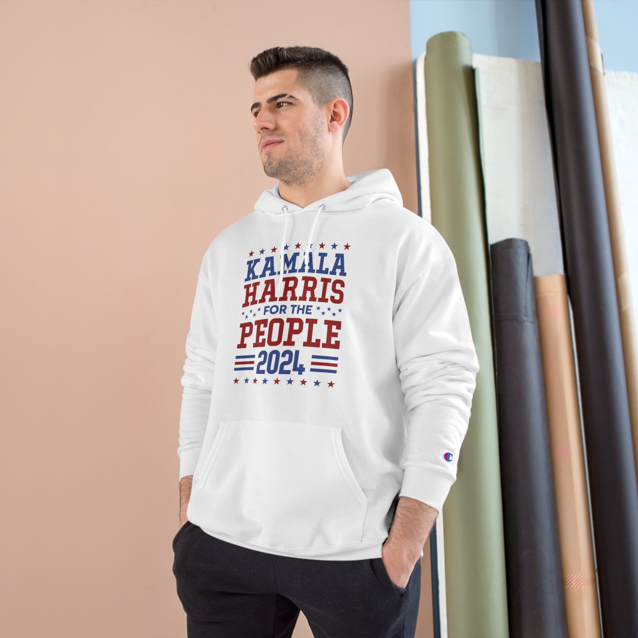 &quot;KAMALA HARRIS FOR THE PEOPLE 2024&quot;(QUOTE)- Unisex Champion Hoodie W/ Kngdom Logo