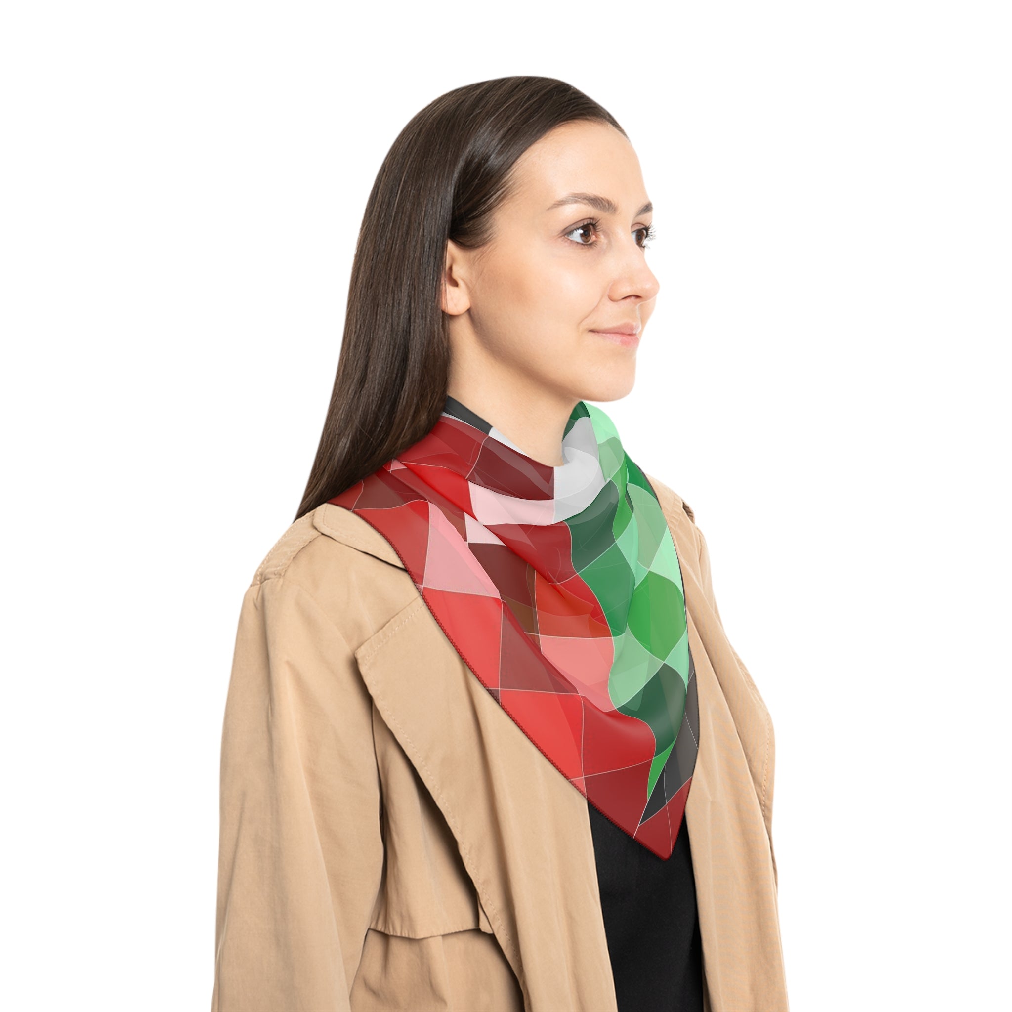 Keffiyeh World &quot;PALESTINA&quot;- Poly/Chiffon Scarf W/ Blk Kngdom Logo