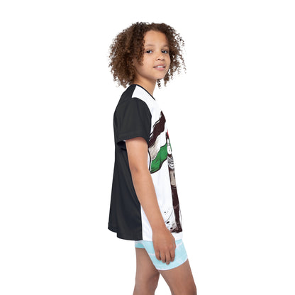 &quot;HABIBI/HABIBTI Of PALESTINE&quot;- Kids Sports Jersey W/ Blk Kngdom Logo