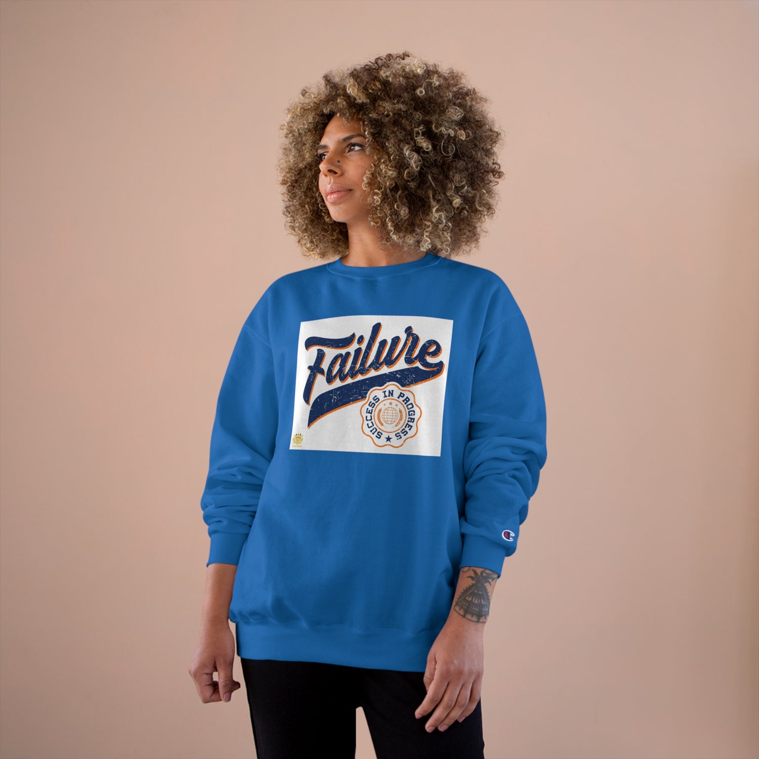 &quot;Failure-Success In Progress&quot;- Unisex Champion Sweatshirt W/ Kngdom Logo