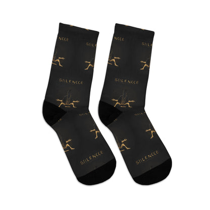 &quot;SILENCE IS A SOURCE OF GREAT STRENGTH&quot;- Unisex Recycled Poly Meditation Socks W/ Kngdom Logo