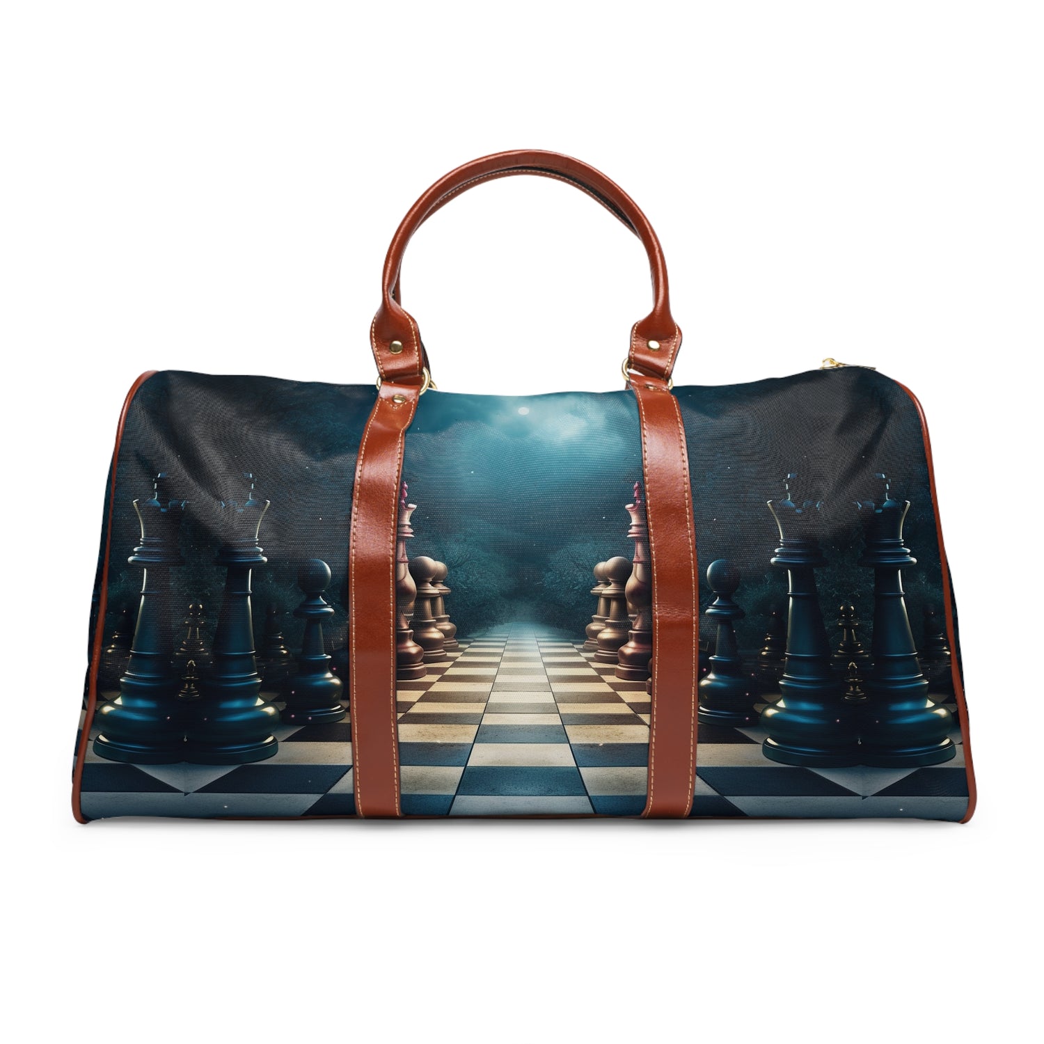 &quot;CHECKMATE&quot;: bolso de viaje impermeable de piel vegana con logotipo de Kingdom en negro 