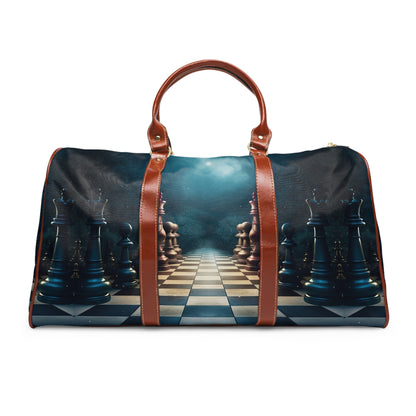 &quot;CHECKMATE&quot;: bolso de viaje impermeable de piel vegana con logotipo de Kingdom en negro 