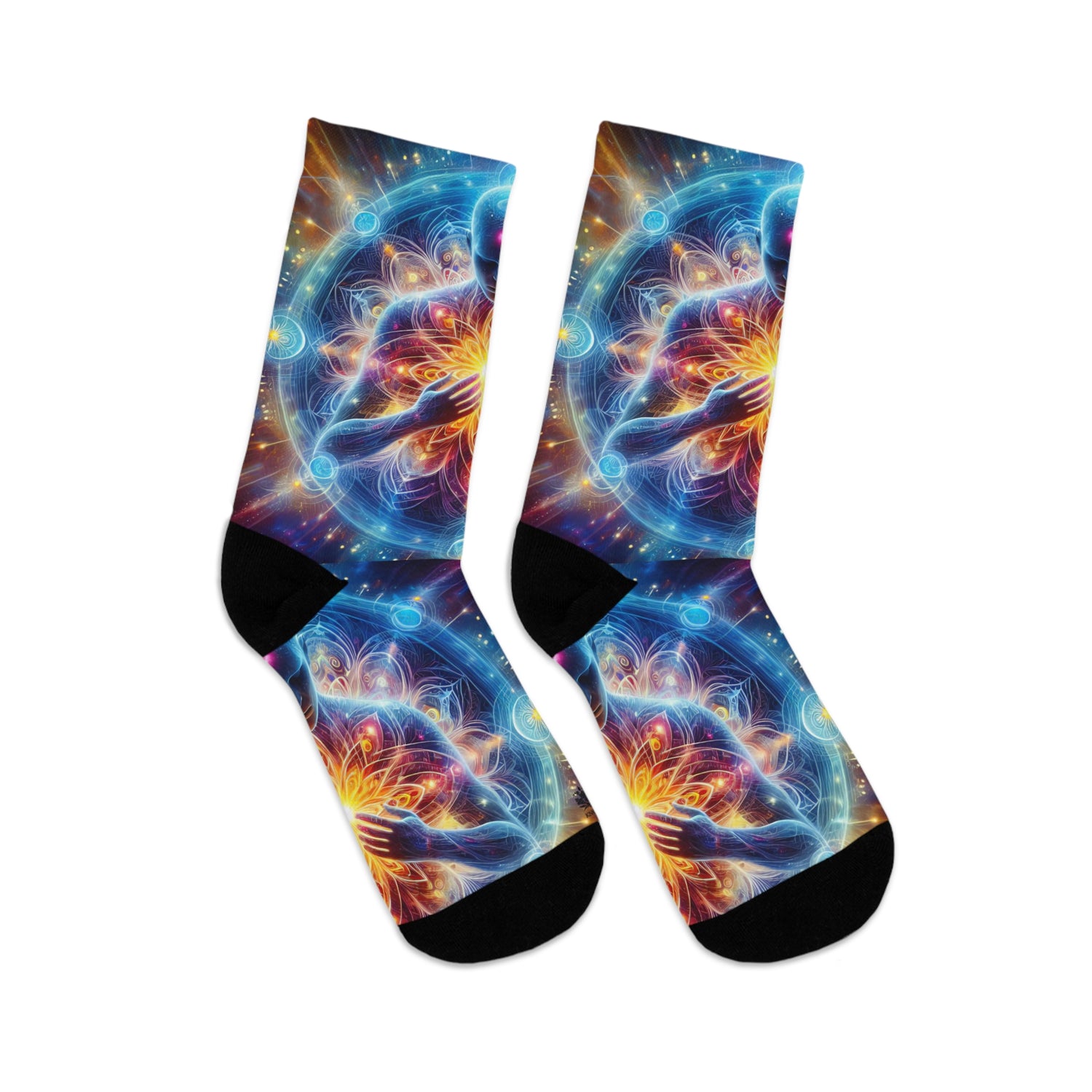 &quot;DIVINE ENERGY&quot;- Unisex Recycled Poly Meditation Socks W/ Blk Kngdom Logo