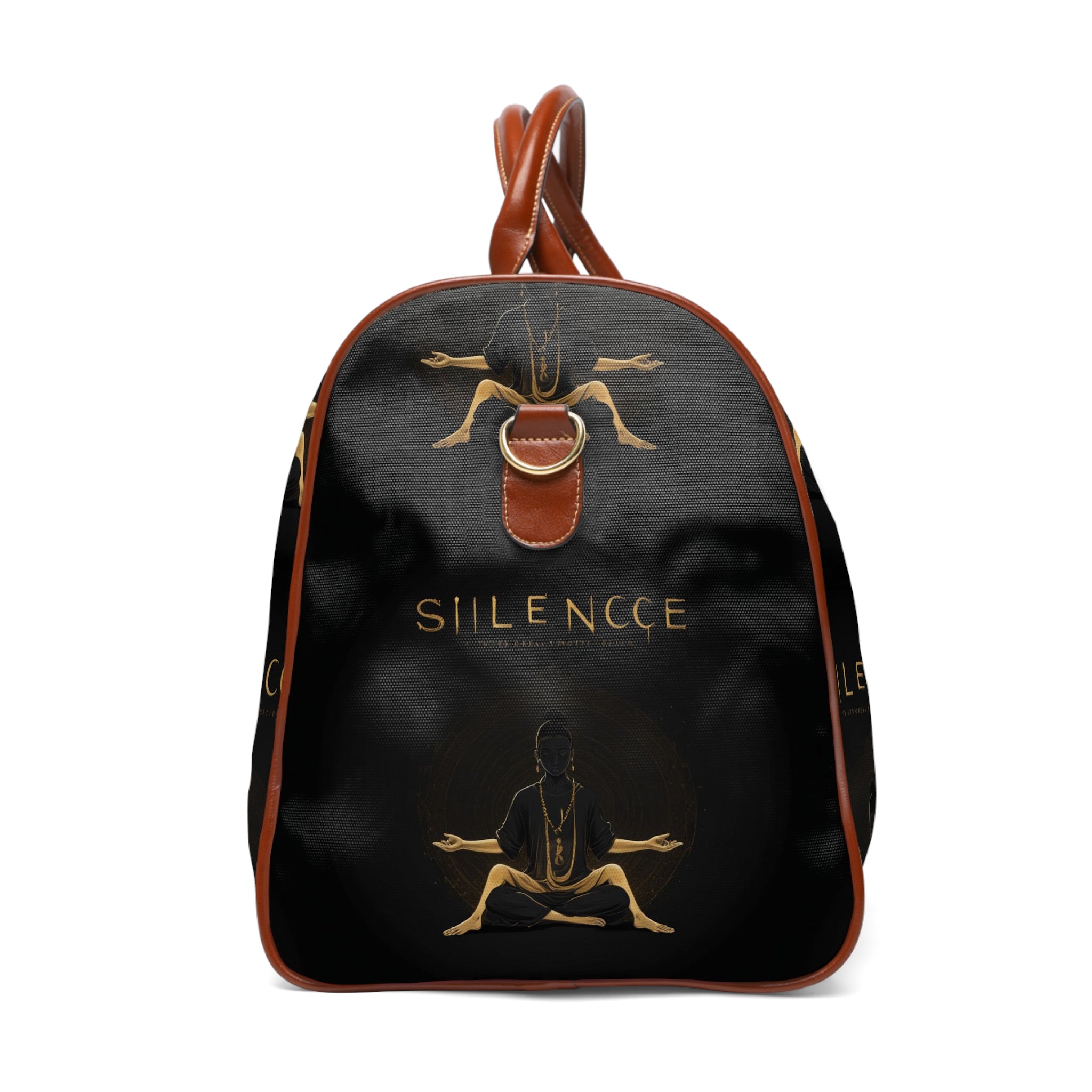 &quot;SILENCE IS A SOURCE OF GREAT STRENGTH&quot;- Vegan Leather Self-Expression Waterproof Travel Bag W/ Blk Kngdom Logo