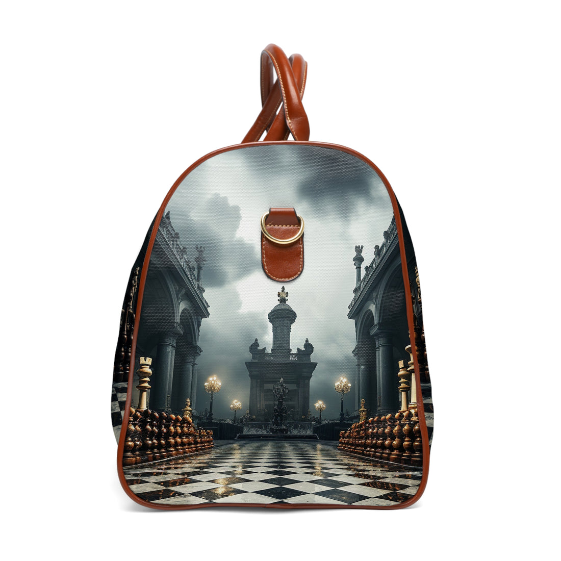 &quot;CHECKMATE&quot;: bolso de viaje impermeable de piel vegana con logotipo de Kingdom en negro 