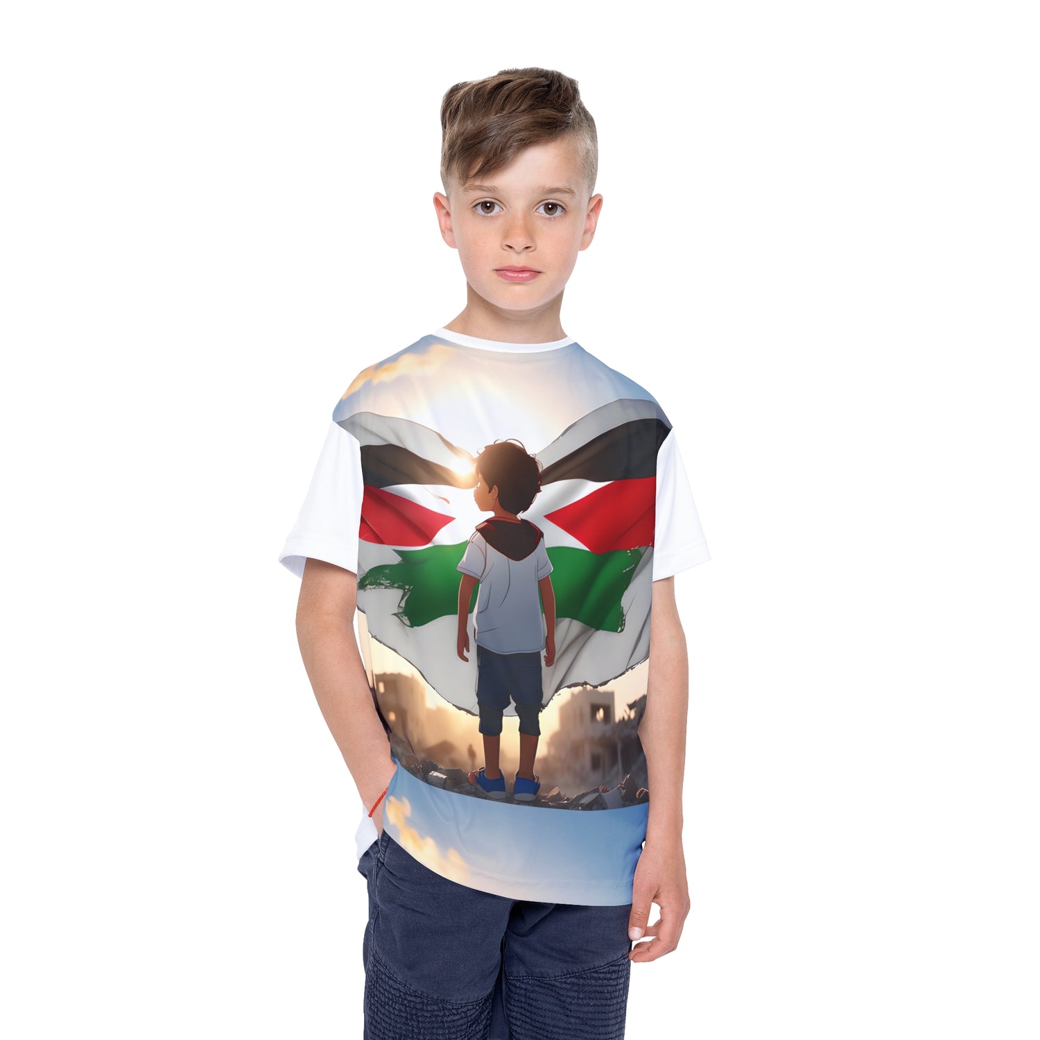 &quot;HABIBI/HABIBTI Of PALESTINE&quot;- Kids Sports Jersey W/ Blk Kngdom Logo