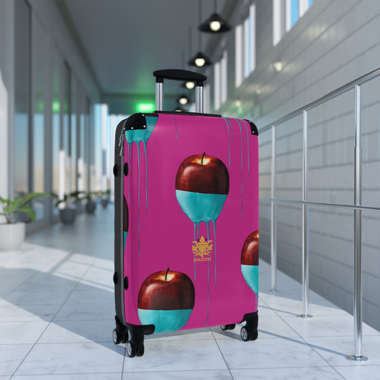 Kngdom APPLE &quot;DRIP&quot;- Dark Pink Suitcases W/Kngdom Logo (Small/Med)