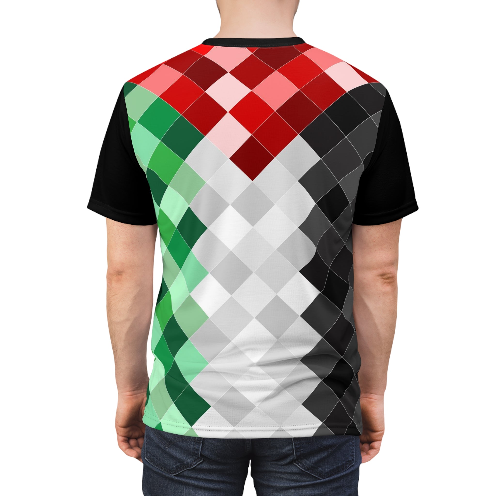 Keffiyeh World &quot;PALESTINA&quot;- Unisex Cut &amp; Sew Tee w/ Blk Kngdom Logo