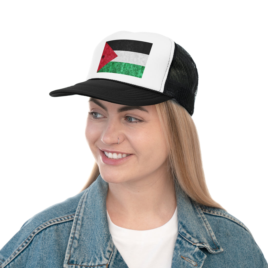 Palestine Lid- &quot;Head Held High&quot; Trucker Cap W/ Blk Kngdom Logo