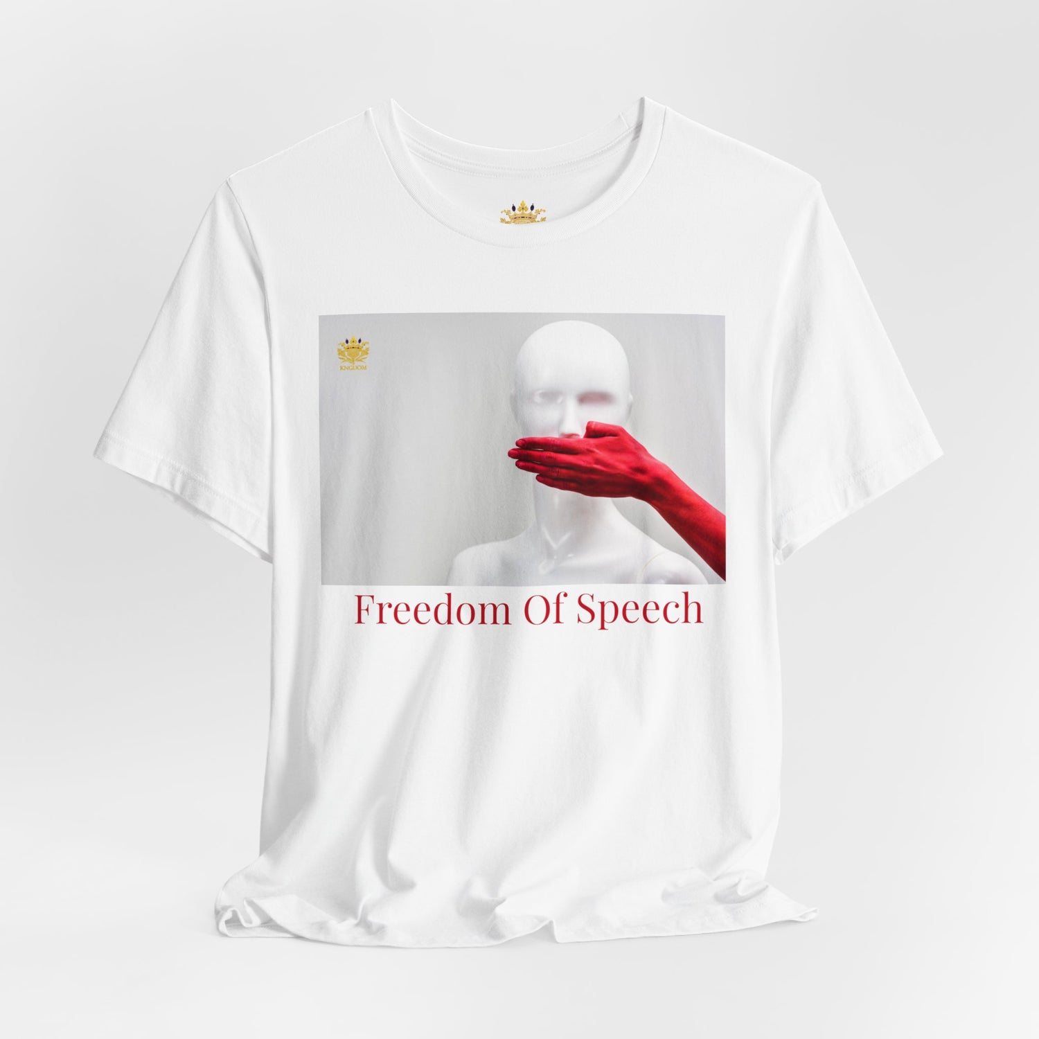 WE ARE AMERICA &quot; Freedom of Speech&quot; (THE BLOOD OF THE MARTYRS) - Unisex Jersey Short Sleeve Tee W/&quot;Hand Over Mouth&quot; W/ Kngdom Logo