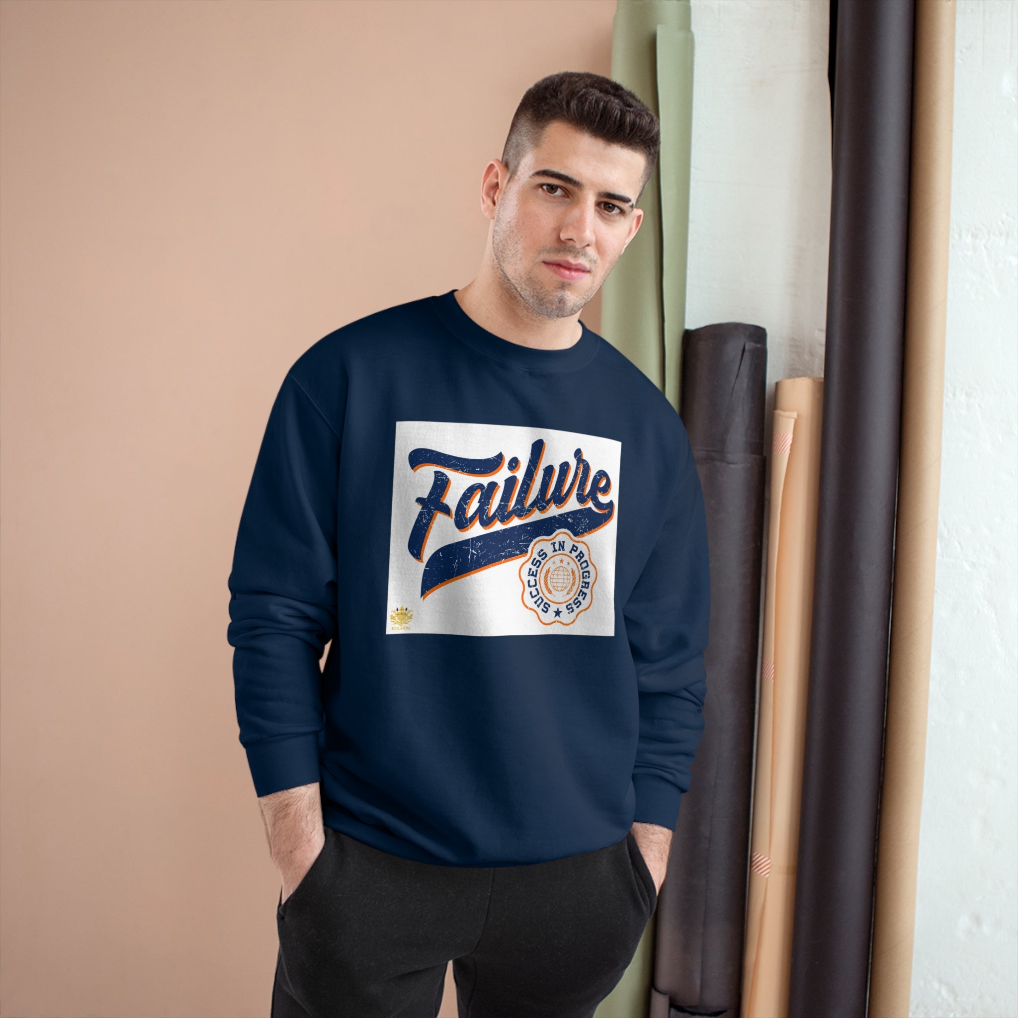 &quot;Failure-Success In Progress&quot;- Unisex Champion Sweatshirt W/ Kngdom Logo