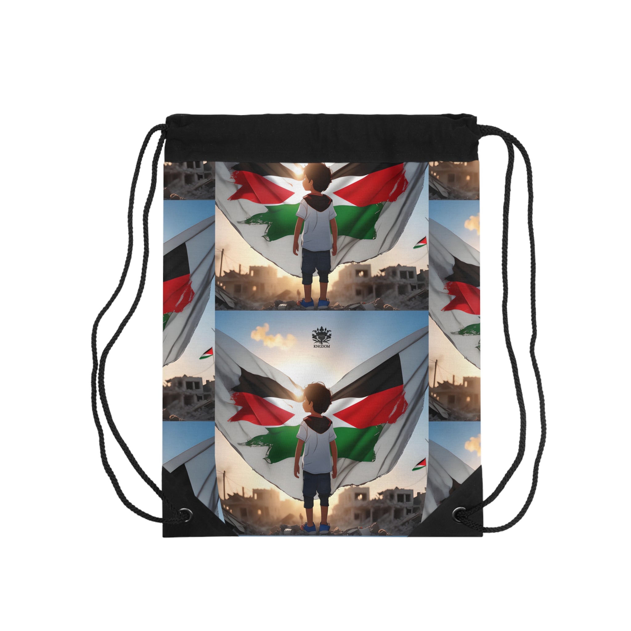 &quot;HABIBI/HABIBTI Of PALESTINE&quot;- Drawstring Bag W/ Blk Kngdom Logo