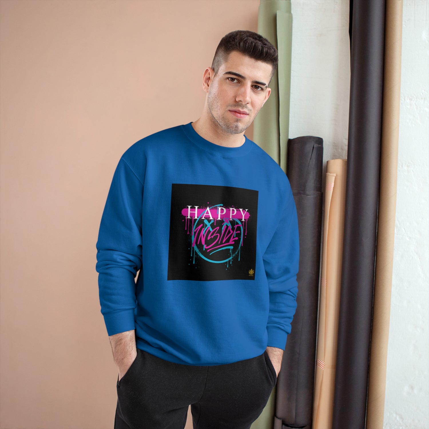 Kngdom &quot;DRIP&quot; (HAPPY INSIDE) -Unisex Champion Sweatshirt W/ Kngdom Logo