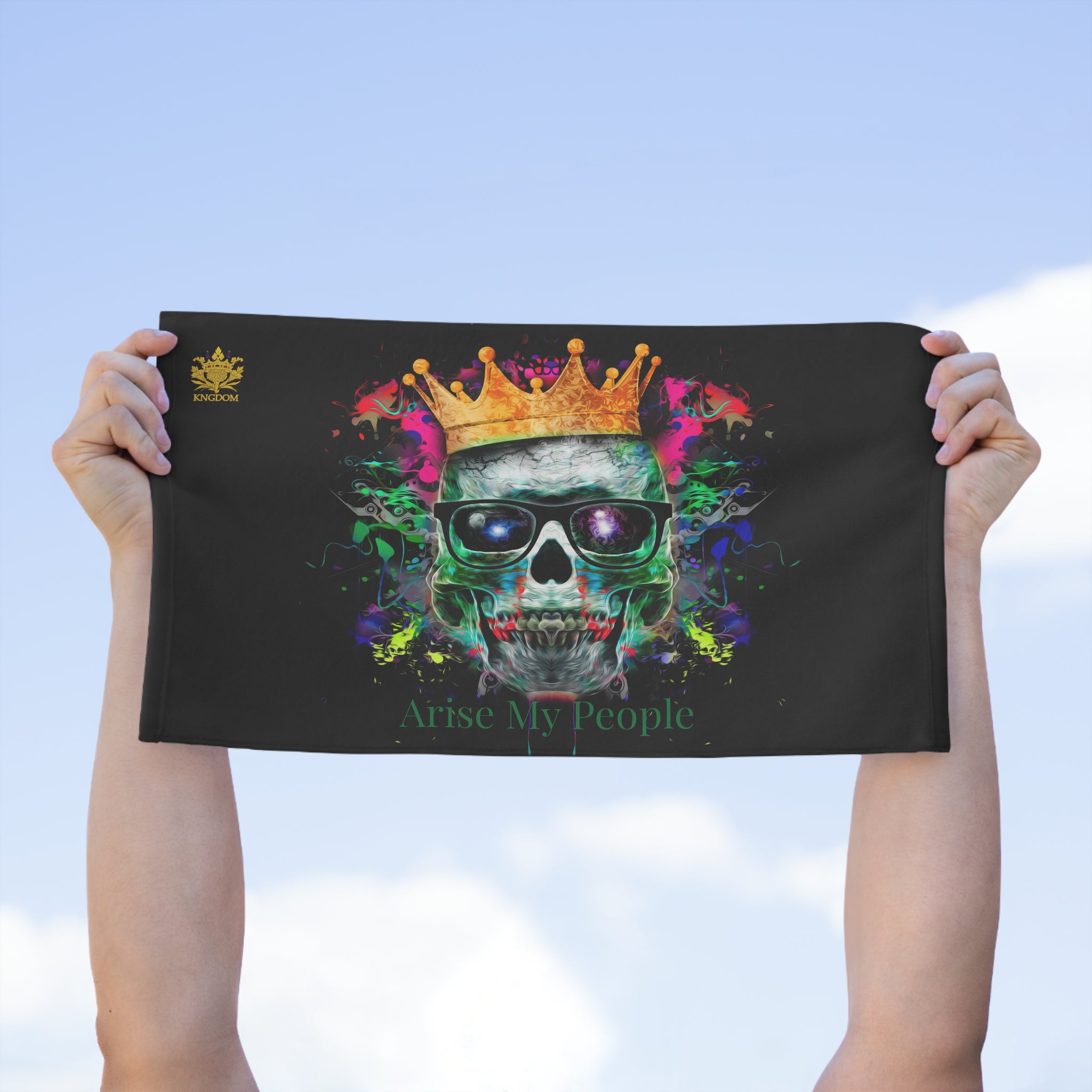 EZEKIEL 37 &quot;Arise My People&quot;- Rally Towel (Crown Skull Design Image W/ Kngdom Logo)