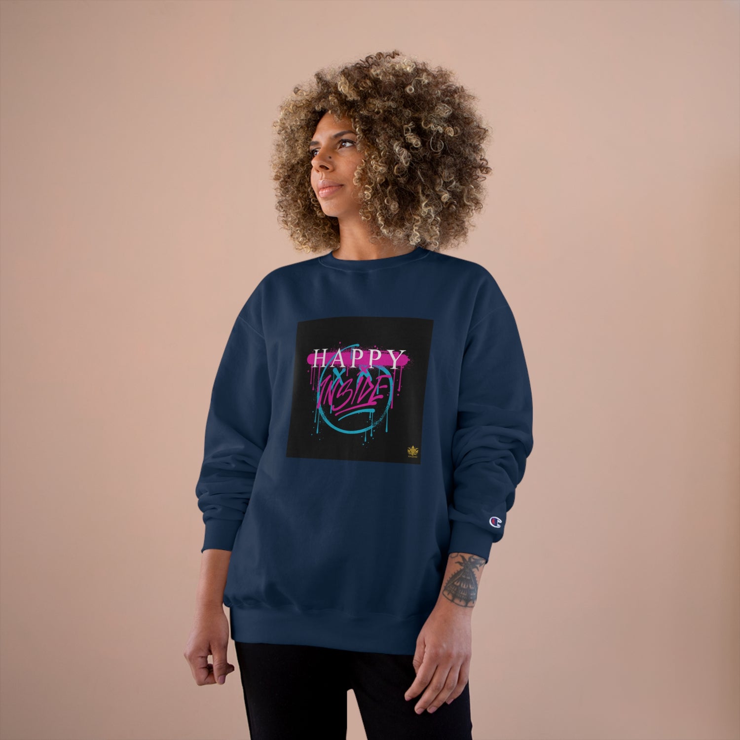 Kngdom &quot;DRIP&quot; (HAPPY INSIDE) -Unisex Champion Sweatshirt W/ Kngdom Logo