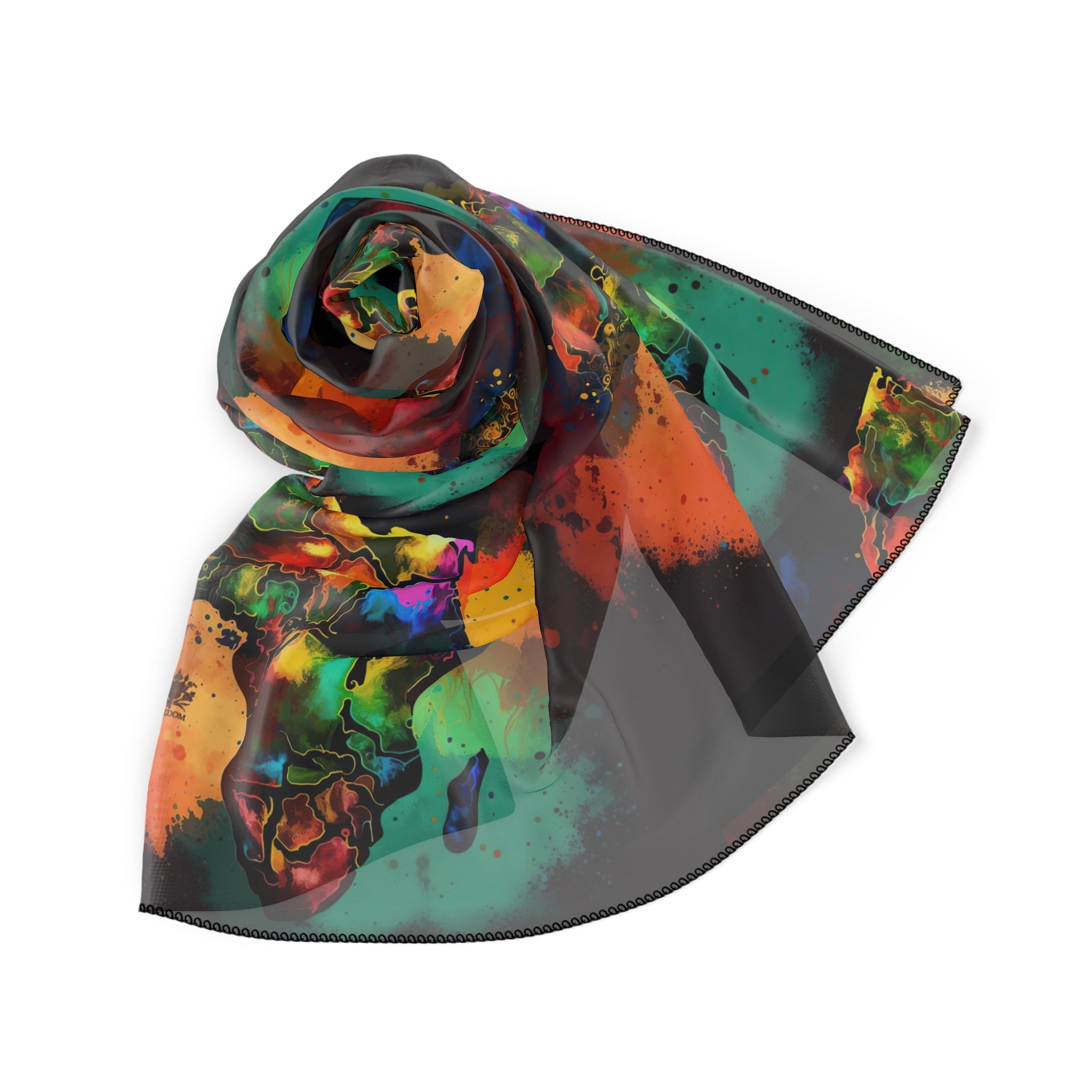 MOTHERLAND- &quot;Richness&quot; Chiffon/Poly Scarf W/ Blk Kngdom Logo