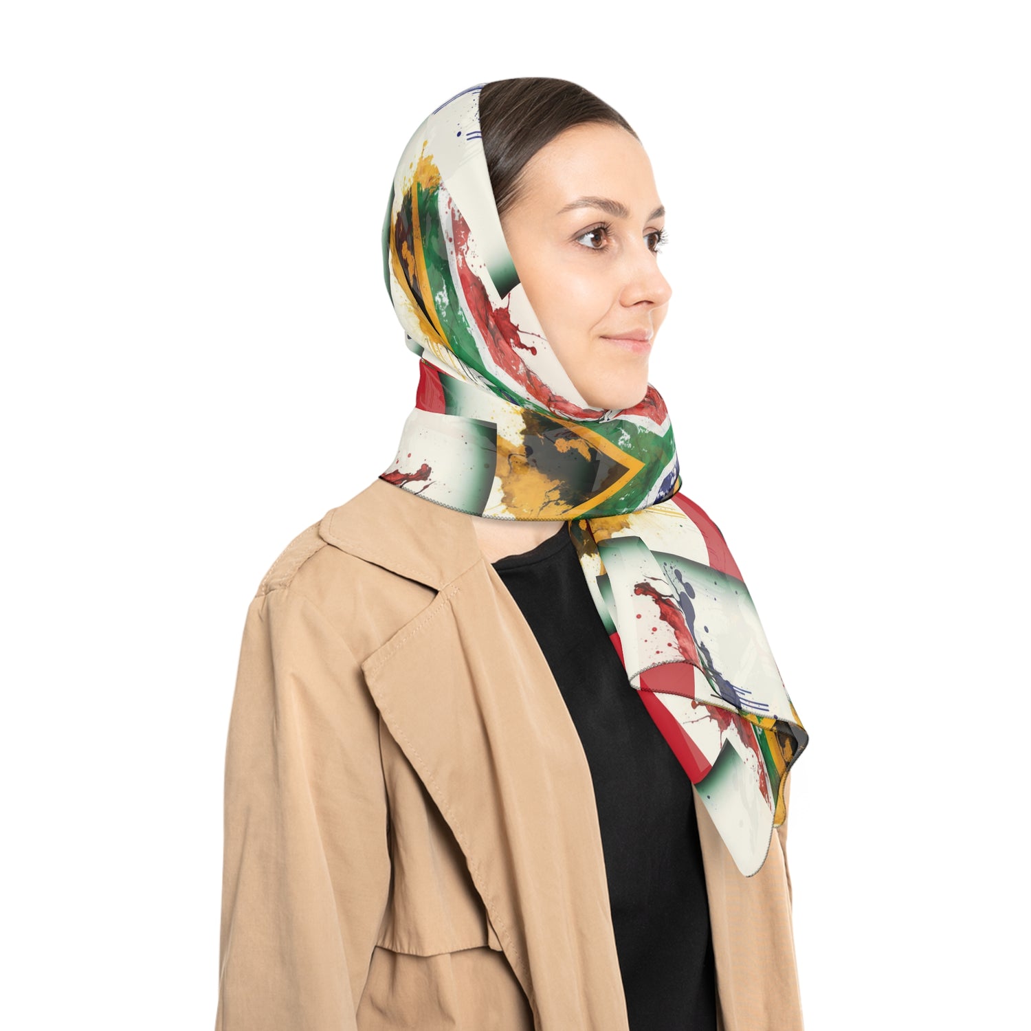 MOTHERLAND- &quot;Mandela&quot; Chiffon/Poly Scarf W/Red Backing &amp; Blk Kngdom Logo