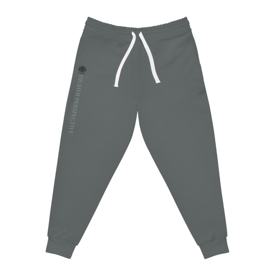 &quot;HIGHER PERSPECTIVE&quot; Unisex Athletic Joggers- W/ BLK Kngdom Logo &quot;HIGHER PERSPECTIVE&quot; Grey Letter Word Print