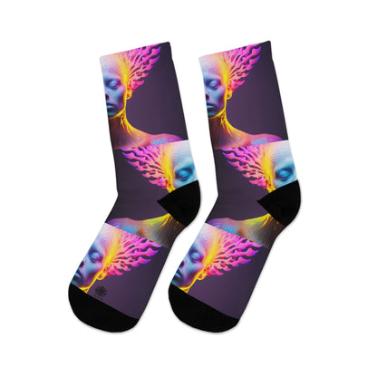 &quot;AWAKENING&quot;- Unisex Recycled Poly Meditation Socks W/ Blk Kngdom Logo