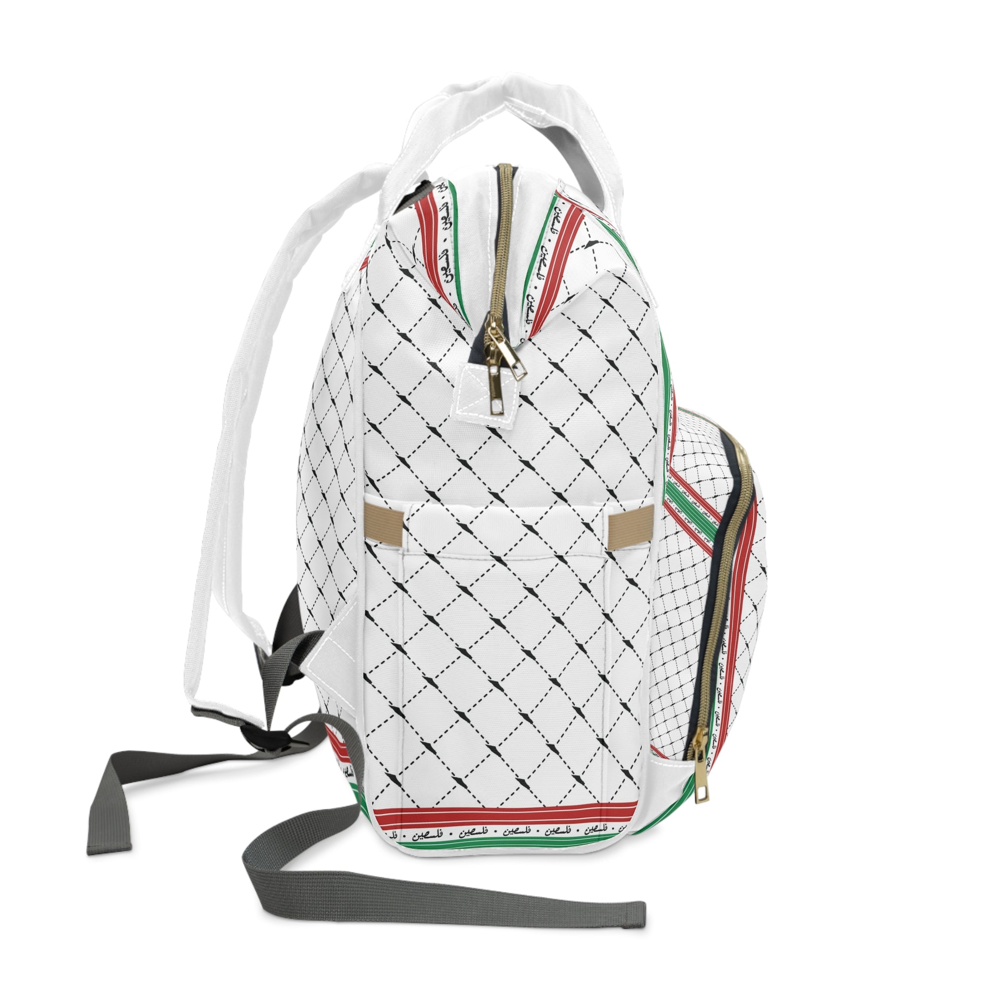 Keffiyeh World &quot;PALESTINE IS GUCCI&quot;- Multifunctional Diaper Backpack W/ Blk Kngdom Logo