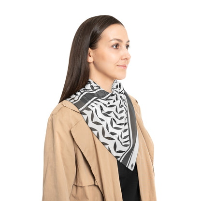 Keffiyeh World &quot;PALESTINE&quot;- Poly/Chiffon Scarf W/ Blk Kngdom Logo