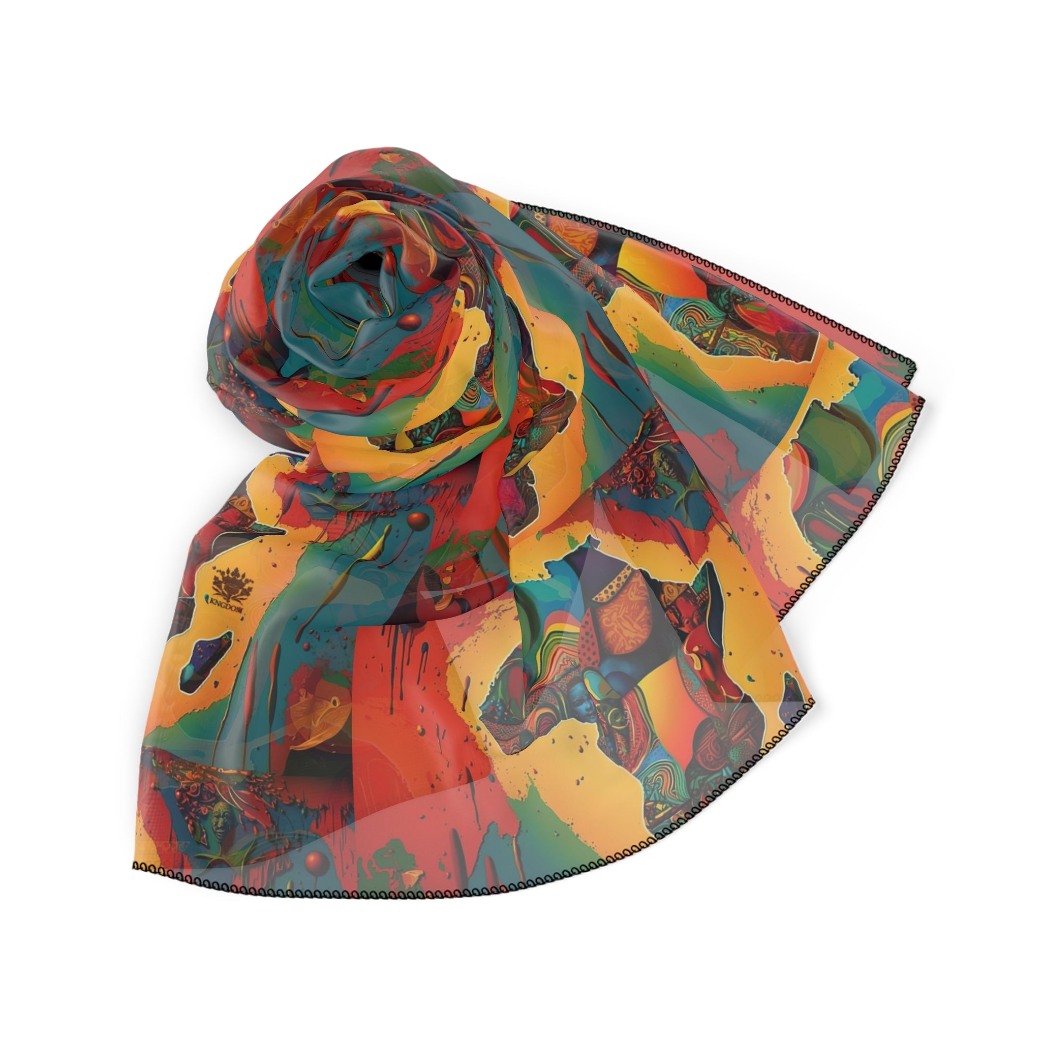 MOTHERLAND- &quot;Divine&quot; Chiffon/Poly Scarf W/ Blk Kngdom Logo