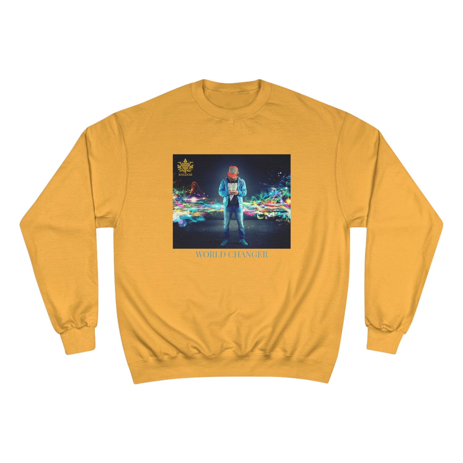 Man Of Color (WORLD CHANGER)- Unisex Champion Sweatshirt W/ Back Side Kngdom Logo