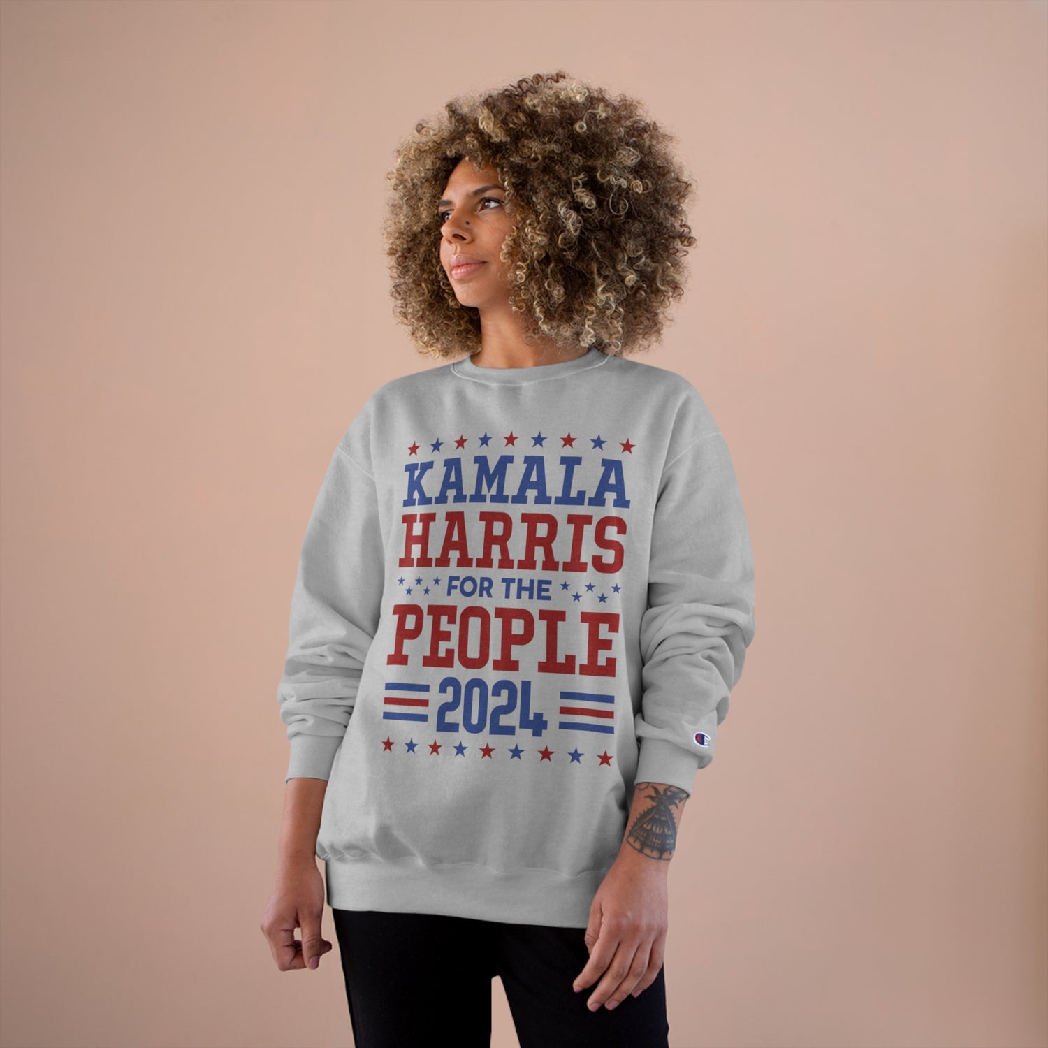 &quot;KAMALA HARRIS FOR THE PEOPLE 2024&quot;(QUOTE)- Unisex Champion Sweatshirt W/ Kngdom Logo