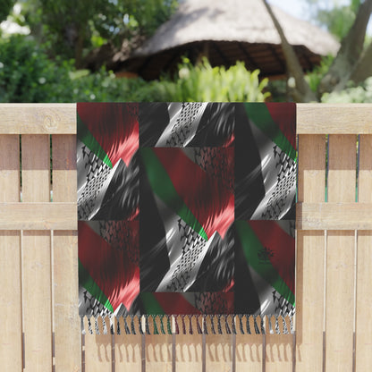 Keffiyeh World &quot;Palestine Flag&quot;- Boho Beach Cloth W/ Blk Kngdom Logo