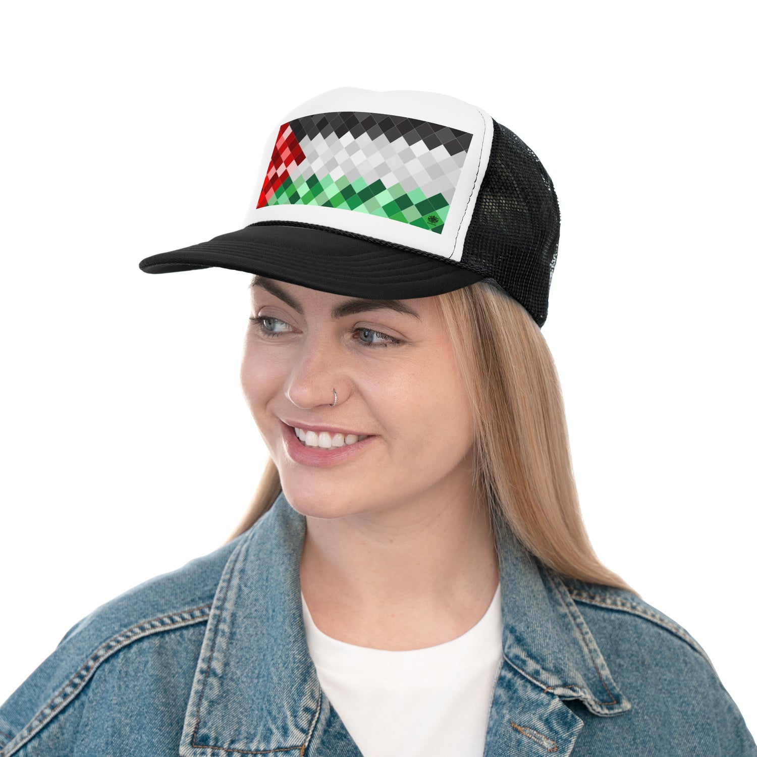 Keffiyeh World &quot;PALESTINA&quot;- Unisex Trucker Caps W/ Blk Kngdom Logo