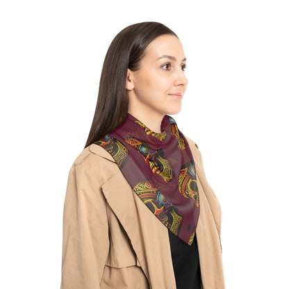Being The Change (&quot;Siendo el Cambio&quot;) - &quot;New Age Calavera&quot; Chiffon/Poly Scarf W/ Blk Kngdom Logo