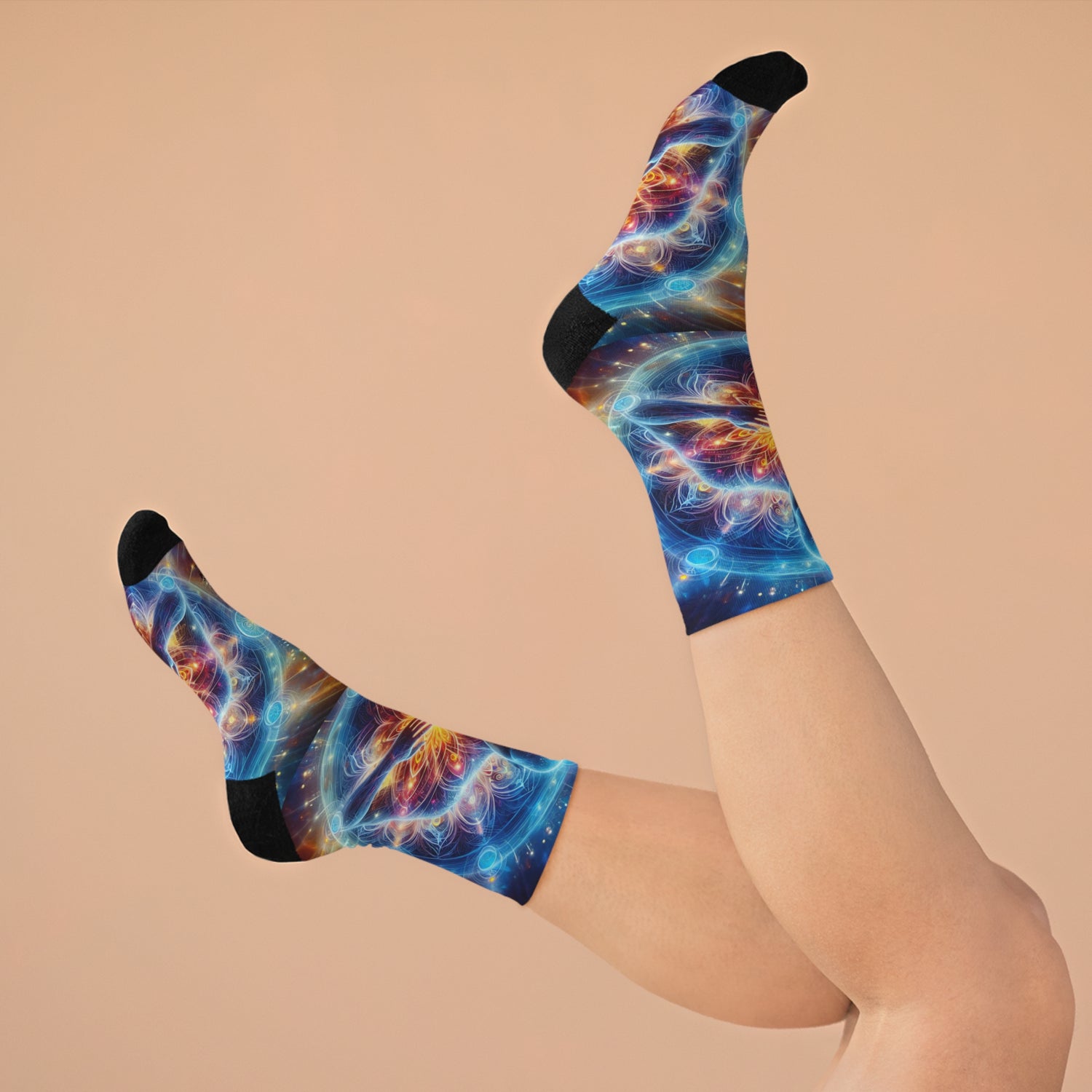 &quot;DIVINE ENERGY&quot;- Unisex Recycled Poly Meditation Socks W/ Blk Kngdom Logo