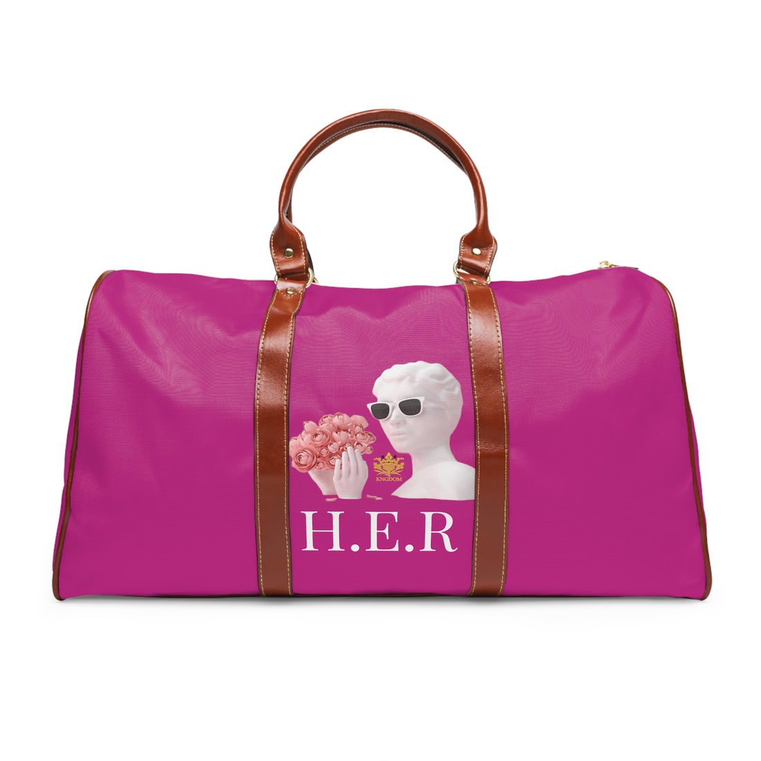 &quot;H.E.R&quot; (Heroism/Eagerness/Relevant)- Vegan Leather Self-Expression Waterproof Travel Bag (Double Side Kngdom Logo)