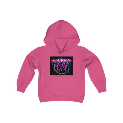 Kngdom &quot;DRIP&quot; (HAPPY INSIDE) -Youth Heavy Blend Hooded Sweatshirt W/ Back Side Kngdom Logo