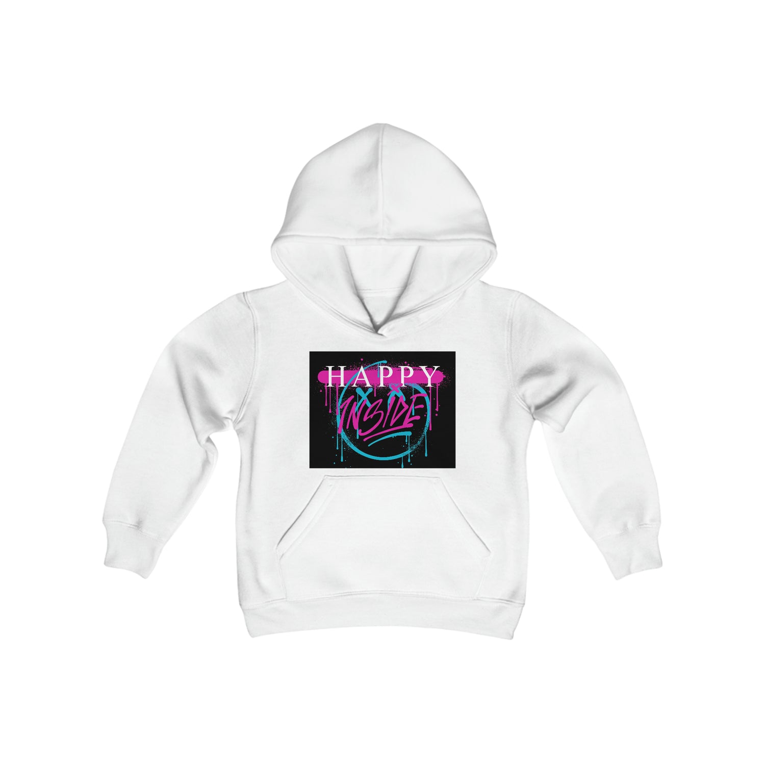 Kngdom &quot;DRIP&quot; (HAPPY INSIDE) -Youth Heavy Blend Hooded Sweatshirt W/ Back Side Kngdom Logo