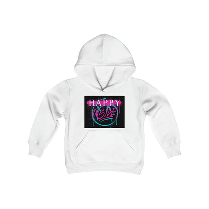 Kngdom &quot;DRIP&quot; (HAPPY INSIDE) -Youth Heavy Blend Hooded Sweatshirt W/ Back Side Kngdom Logo