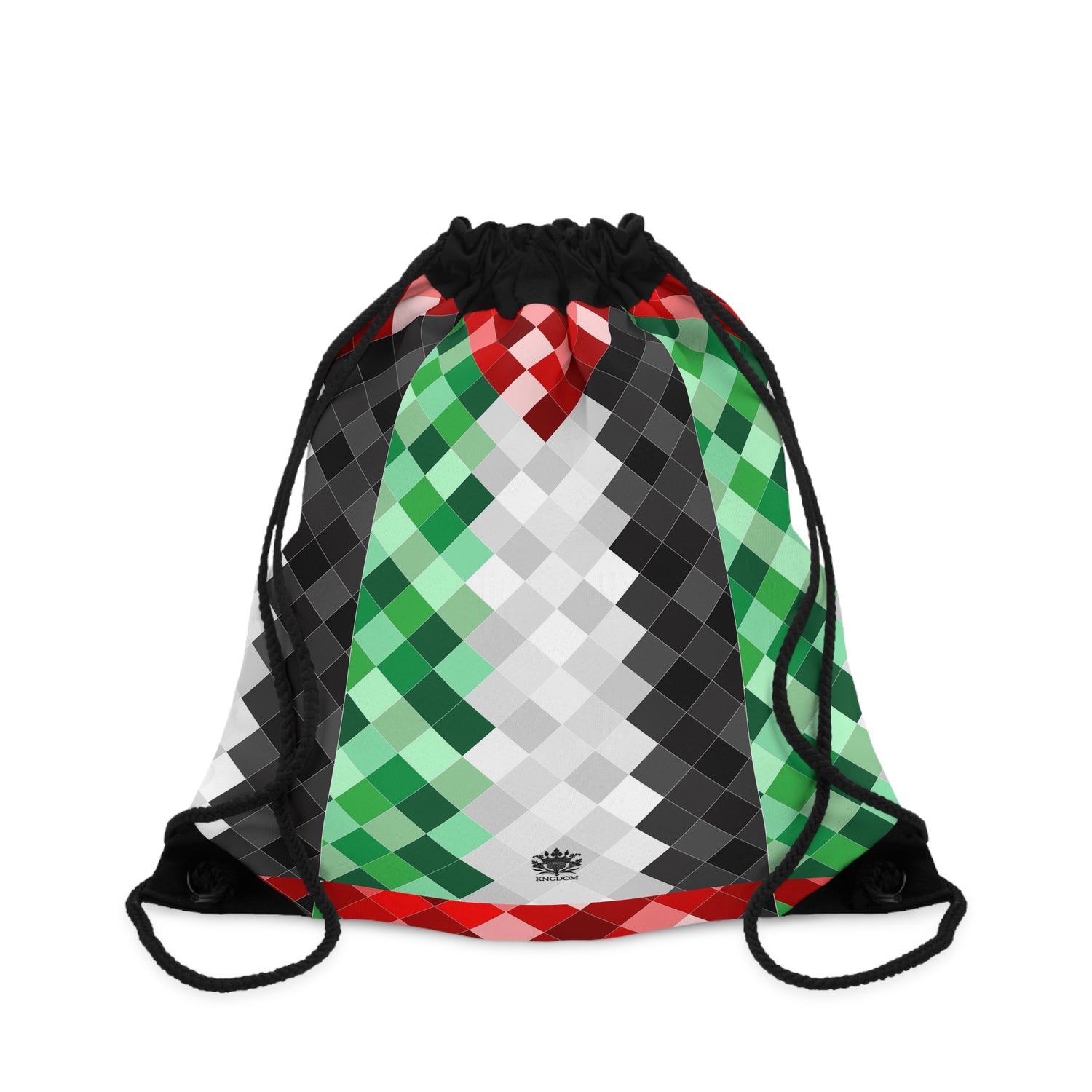 Keffiyeh World &quot;PALESTINA&quot;- Drawstring Bag W/ Blk Kngdom Logo