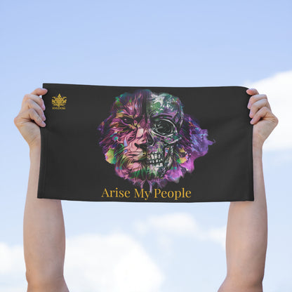 EZEKIEL 37 &quot;Arise My People&quot; Lion/Skull Face Design Image- Rally Towel (&quot;Arise My People&quot; Yellow Letter Print-Kngdom Logo)