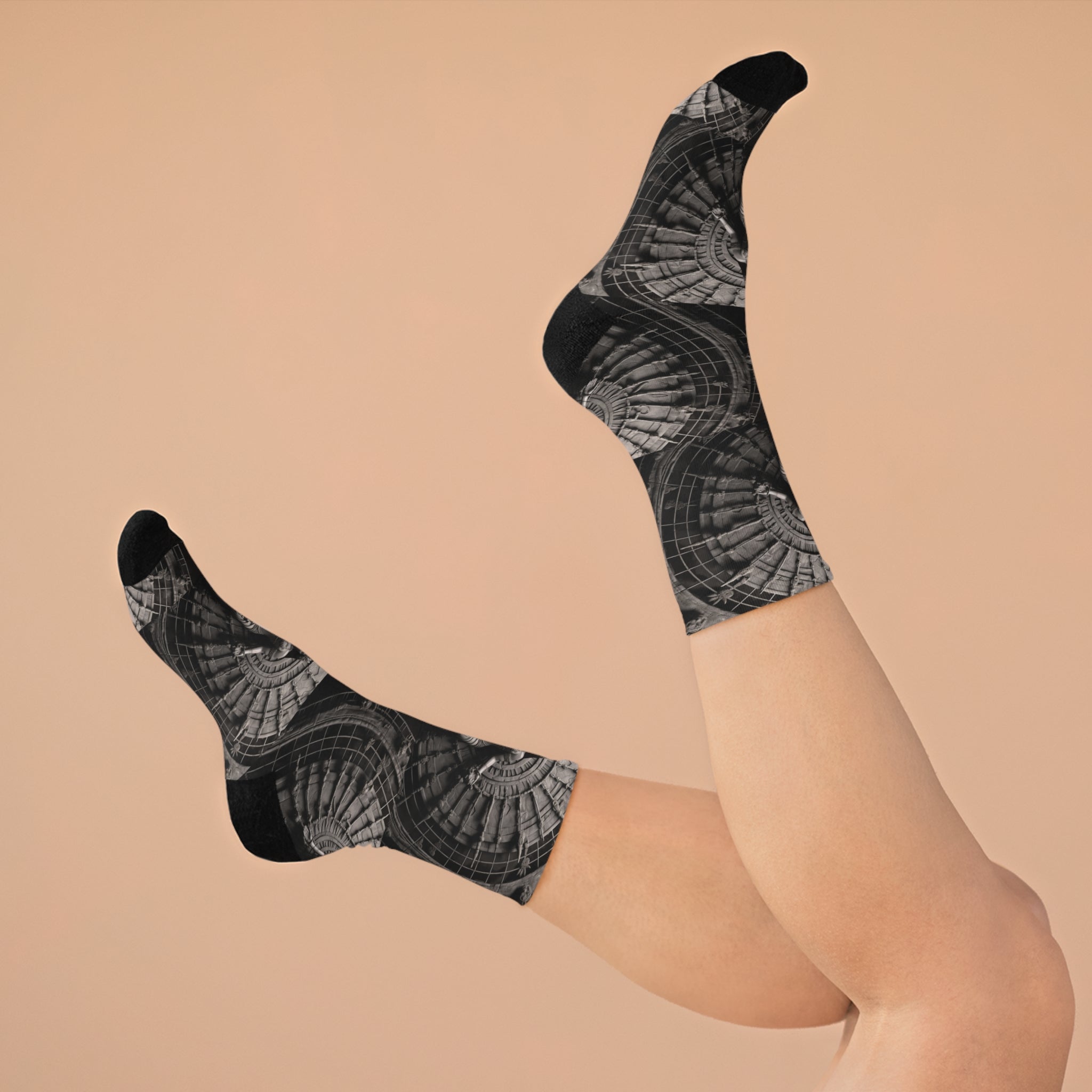 &quot;CHAKRA&quot;- Unisex Recycled Poly Meditation Socks W/ Blk Kngdom Logo