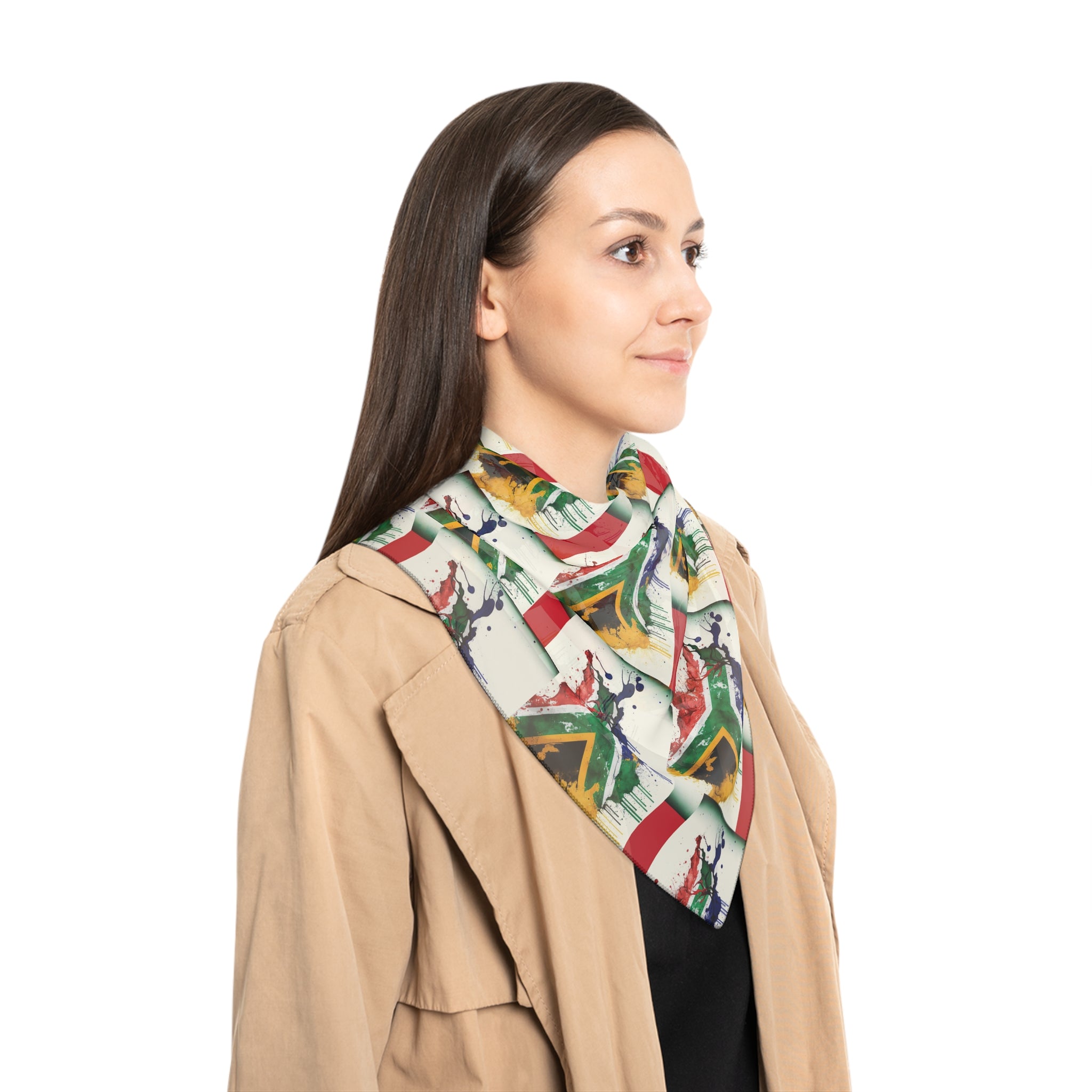 MOTHERLAND- &quot;Mandela&quot; Chiffon/Poly Scarf W/Red Backing &amp; Blk Kngdom Logo