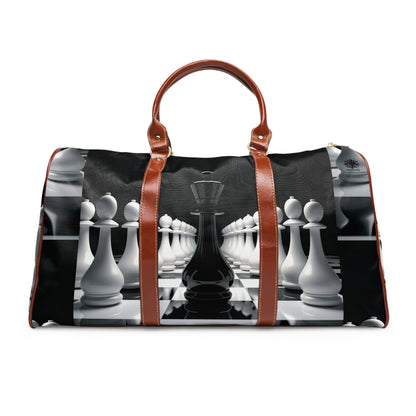 &quot;CHECKMATE&quot;: bolso de viaje impermeable de piel vegana con logotipo de Kingdom en negro 