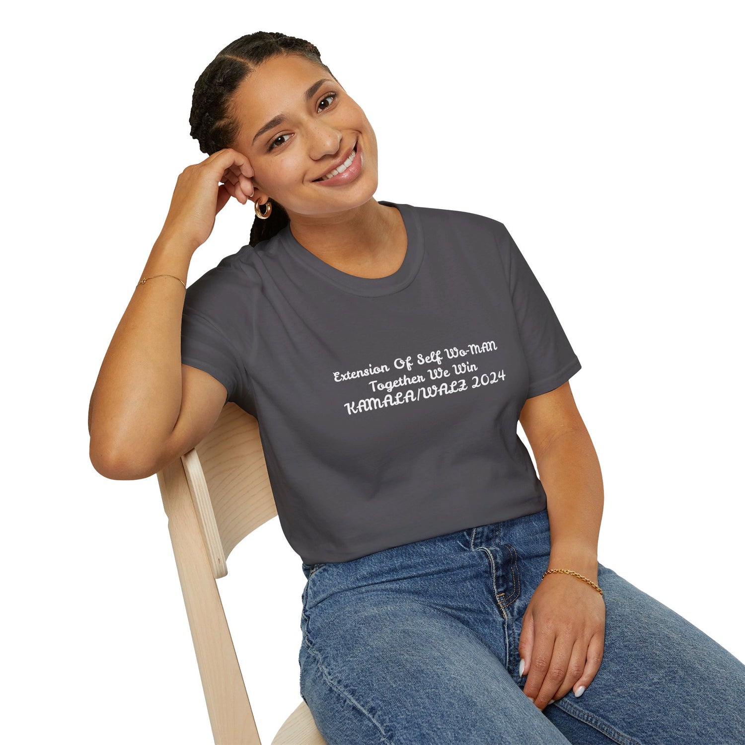 &quot;Extension Of Self Wo-MAN- Together We Win&quot; KAMALA/WALZ 2024(Quote)- Unisex Softstyle T-Shirt W/ Kngdom Logo