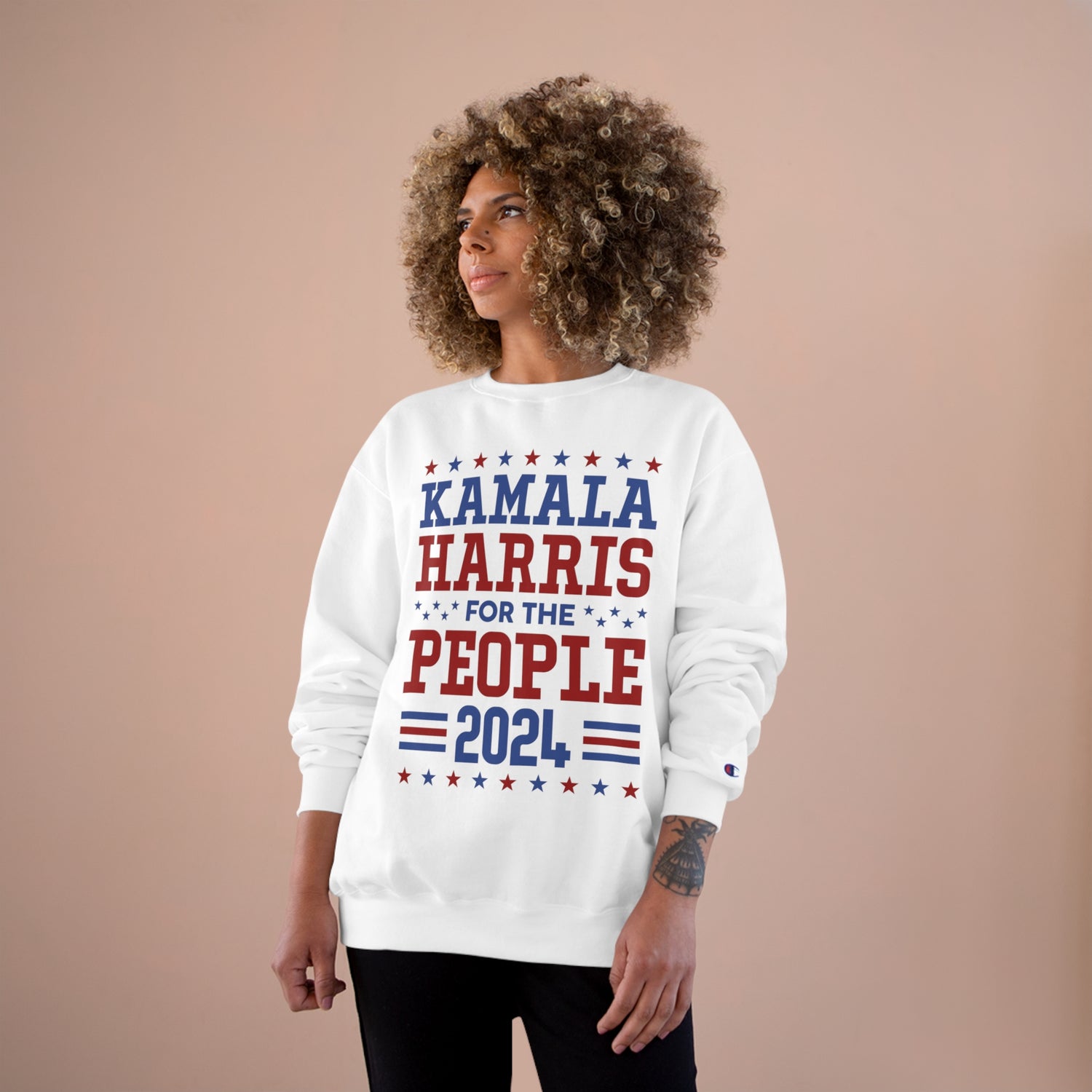 &quot;KAMALA HARRIS FOR THE PEOPLE 2024&quot;(QUOTE)- Unisex Champion Sweatshirt W/ Kngdom Logo