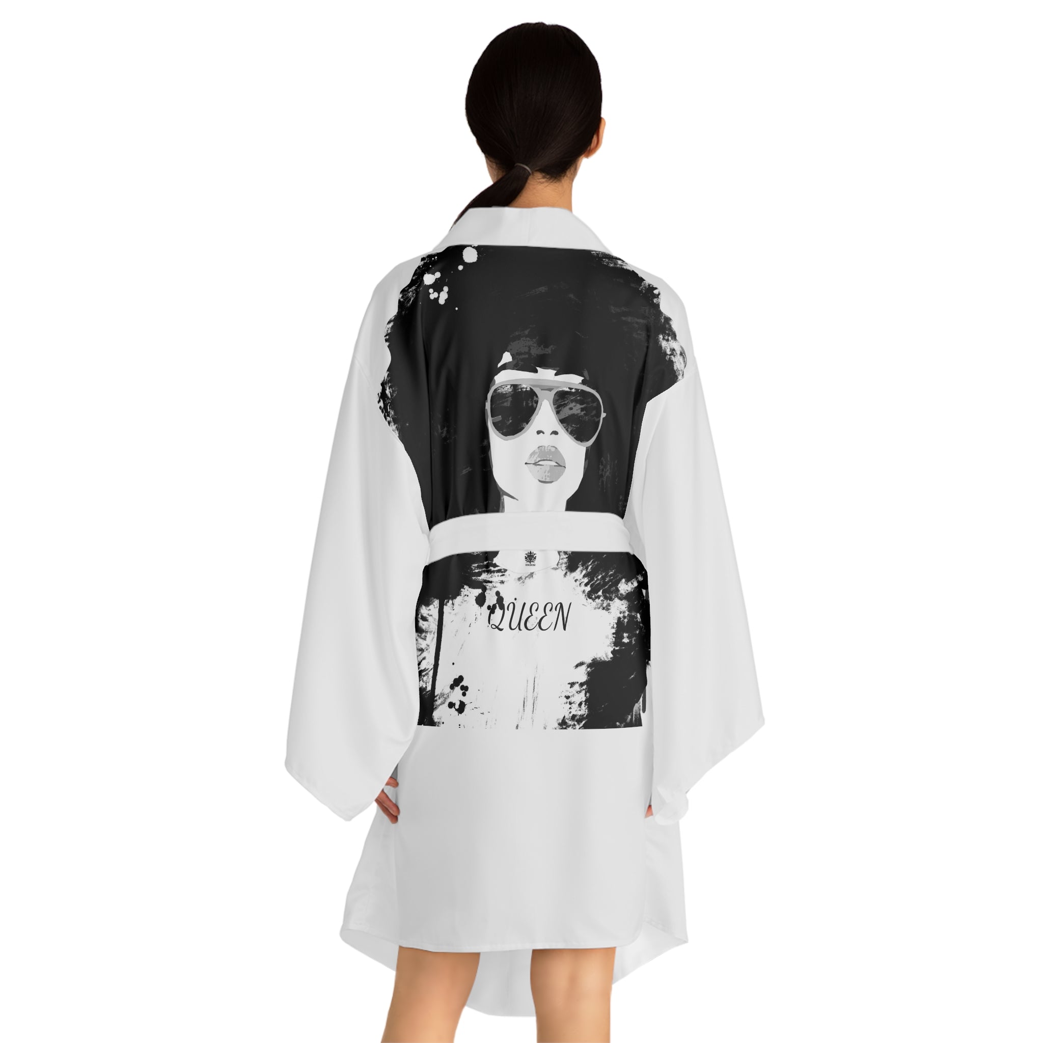 Kngdom &quot;DRIP&quot;- &quot;QUEEN&quot; Long Sleeve Kimono Robe W/Blk Kngdom Logo